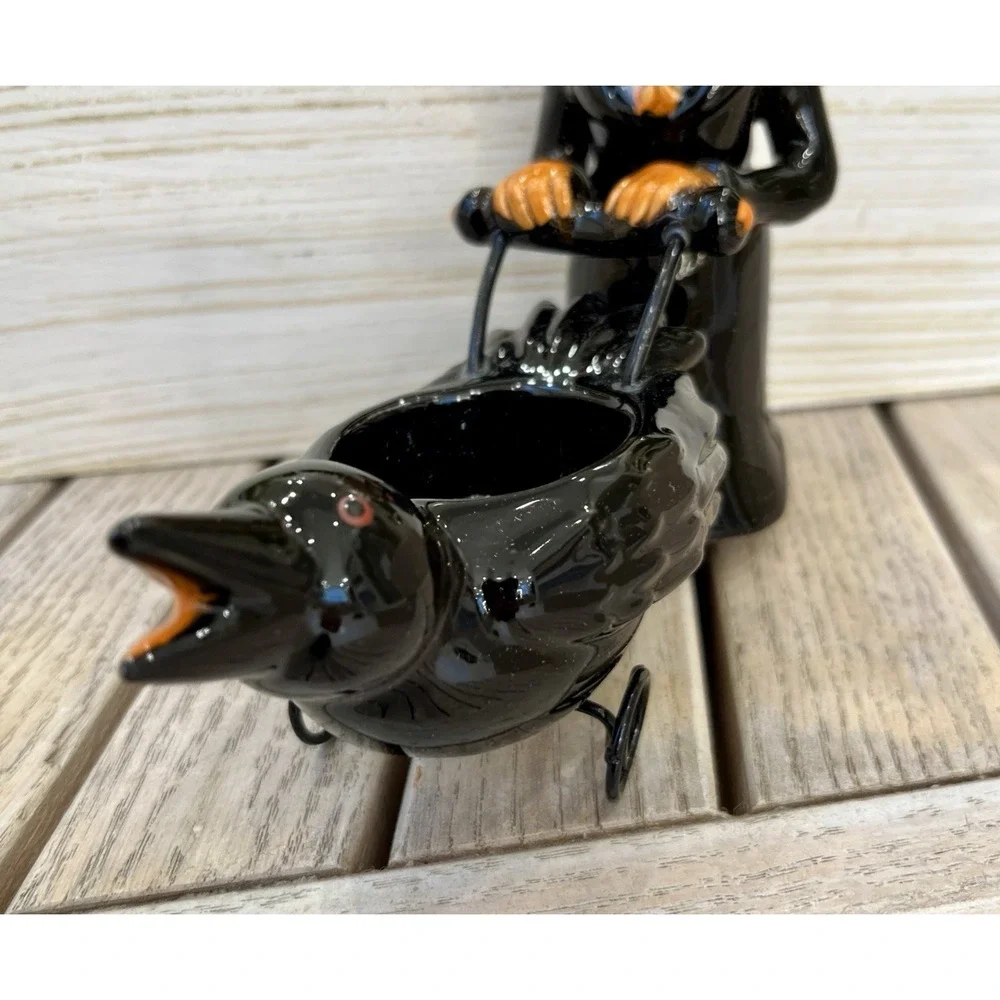 Yankee Candle PumpkinPeople Raven Carriage TeaLight Holder Halloween 2011 Rare
